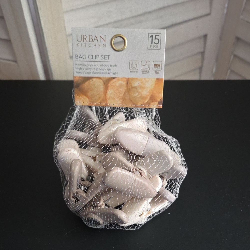 Urban Kitchen Taupe & Cream Bag Clip Set - 15-Piece
